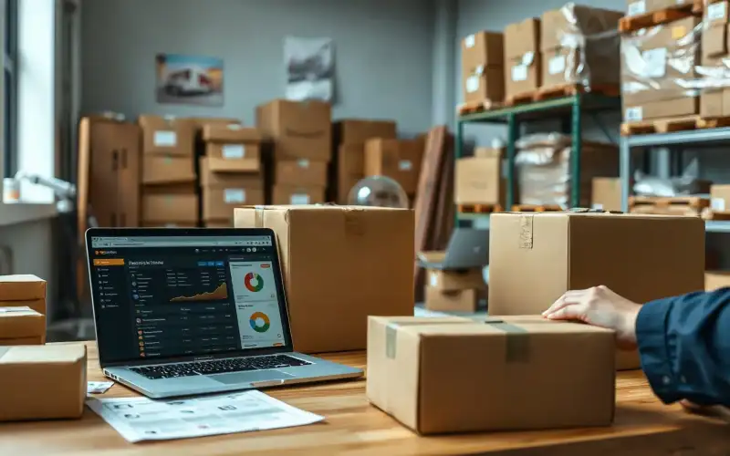 Kartonverpackungen und Pakete symbolisieren den Vergleich zwischen Private Label und Arbitrage beim Amazon-Verkauf